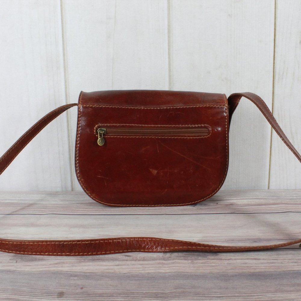 Firenze Brown Leather Crossbody Sling Saddle Bag Italy Made - Picture 8 of 9